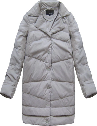 KURTKA DAMSKA ZIMOWA OVERSIZE Z PUCHEM NATURALNYM SZARA (8094)