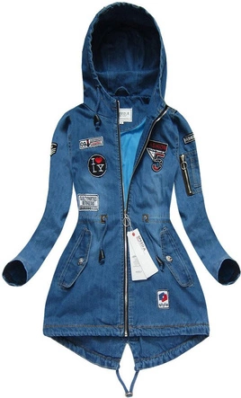 KURTKA JEANSOWA Z NASZYWKAMI CIEMNONIEBIESKA 2 (W514)