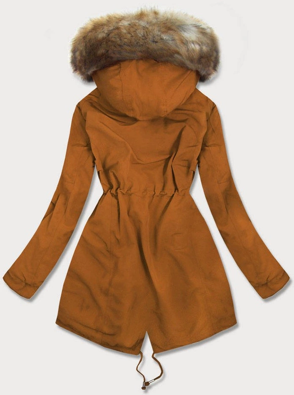 DAMSKA PARKA ZIMOWA NA MISIU KARMELOWA (W378BIG)