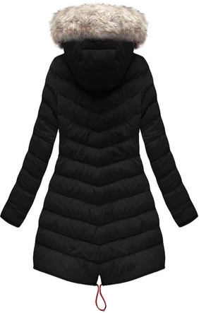 DWUSTRONNA DAMSKA KURTKA ZIMOWA Z KAPTUREM BORDOWO-CZARNA (W632)