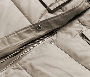 Puchowa kurtka zimowa damska beżowa (CAN-865)