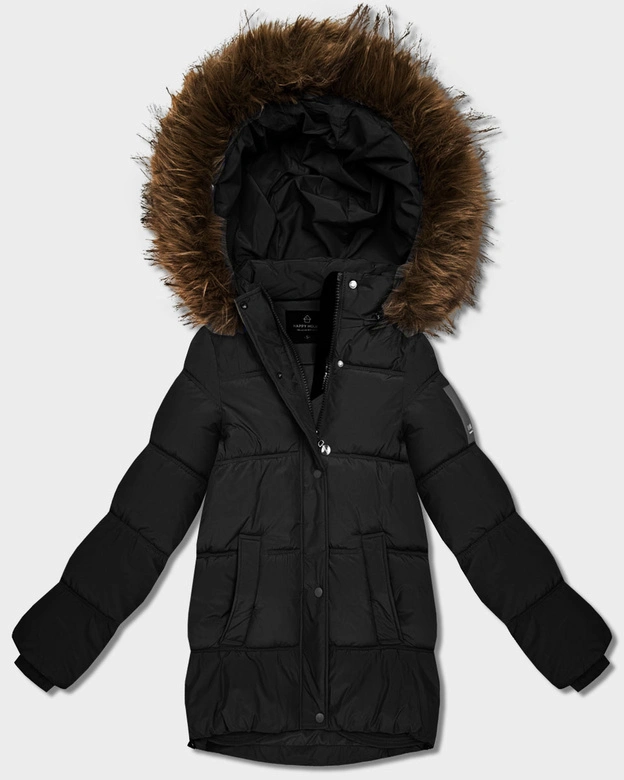 Kurtka puchowa z kapturem czarna (KK60609)