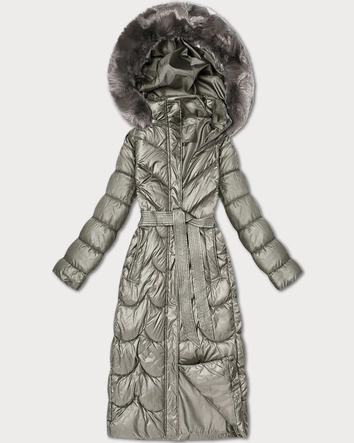 Klasyczny pikowany płaszcz z kapturem Minority beżowy (T3-2620#-62)