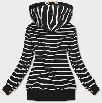 ROZPINANA BLUZA W PASKI CZARNA (645)