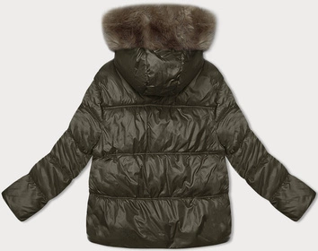 Zimowa kurtka damska z kapturem army (B8205-11)