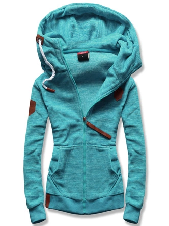 Damska polarowa bluza z kapturem turkus melanż (2312)