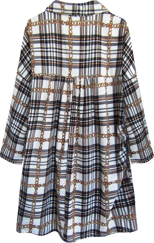 KOSZULA OVERSIZE W KRATĘ BIAŁA (302ART)