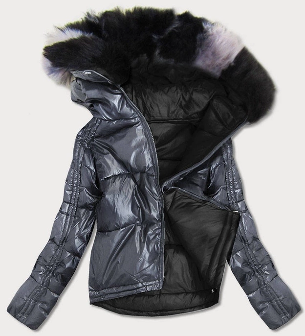 DWUSTRONNA KURTKA DAMSKA GRAFITOWA (B9555)