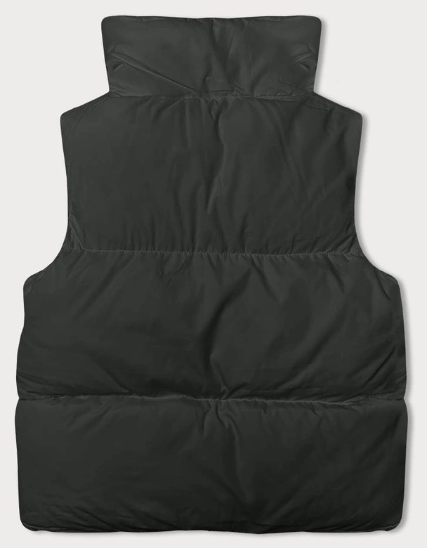 Puchowa kamizelka damska ze stójką army (5M3150-136)
