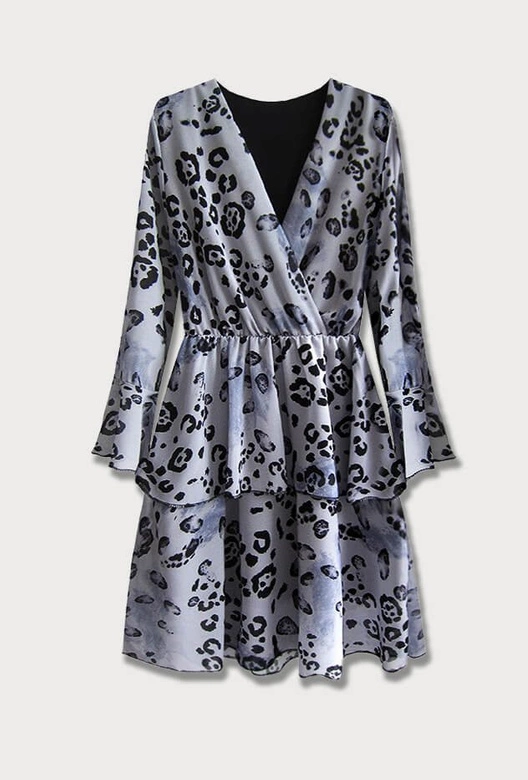 Sukienka z kopertowym dekoltem szara (454/1art)