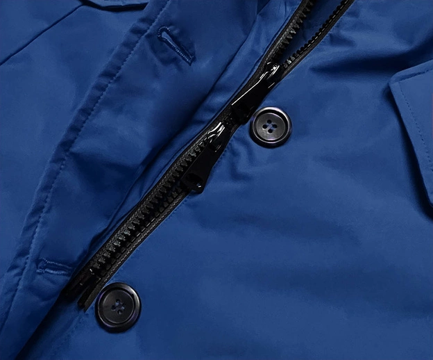 Zimowa kurtka damska z kapturem granatowa (j9-065)