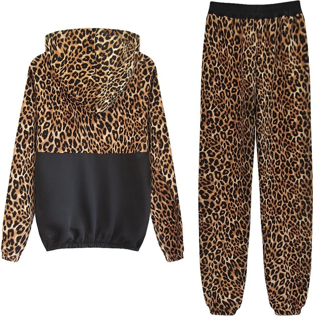 KOMPLET DRESOWY Z ŁĄCZONYCH MATERIAŁÓW BRĄZOWY (468ART)