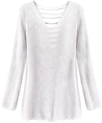 SWETER Z WYCIĘCIAMI NA PLECACH BIAŁY (225ART)