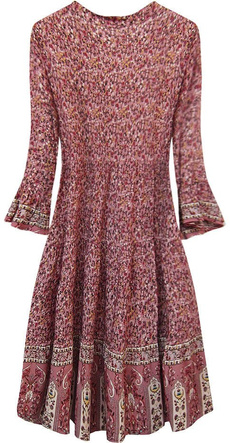SUKIENKA BOHO W KOLOROWE KWIATKI RÓŻOWA (574/1ART)