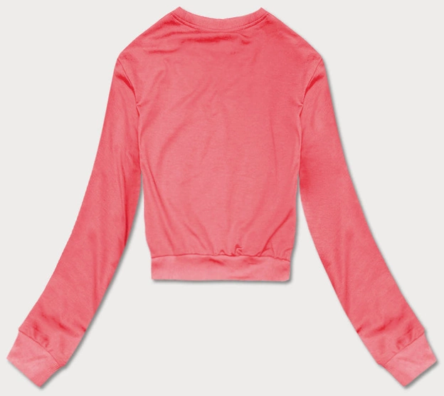 Cienka krótka bluza dresowa damska koralowa (8B938-37)