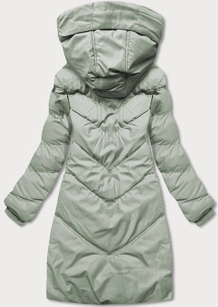 Lekka zimowa kurtka damska szarozielona (5m735-156)