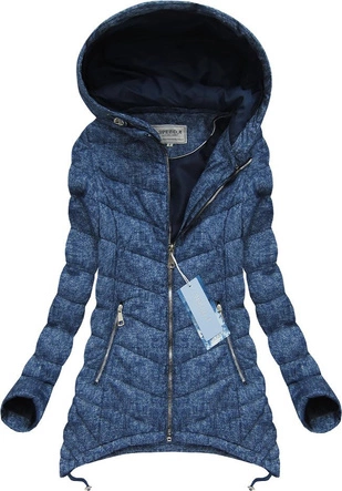 PIKOWANA KURTKA Z KAPTUREM NIEBIESKA 1 (W536)