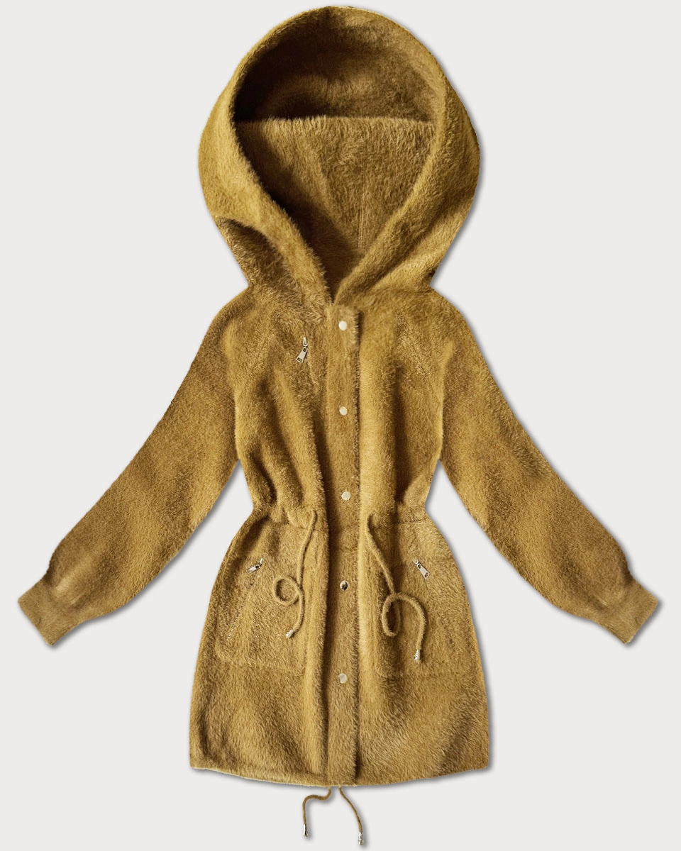 Wełniana kurtka typu alpaka musztardowa (W017#)