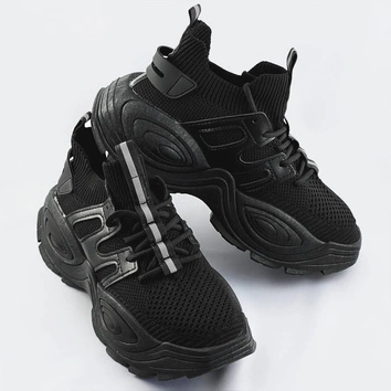 Tekstylne sneakersy damskie czarne (ra16)