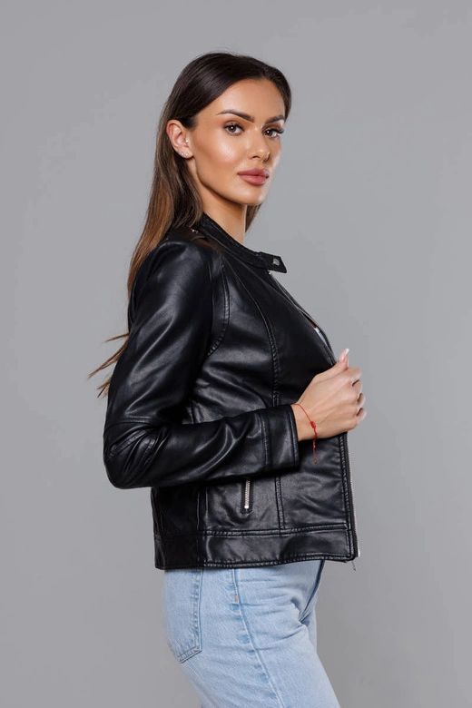 Kurtka ramoneska ze stójką czarna (11Z8050)