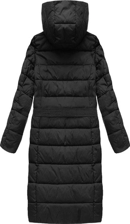 DŁUGA PIKOWANA KURTKA CZARNA (7704)