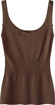 SWETERKOWA BLUZKA NA RAMIĄCZKACH BRĄZOWA (1513)