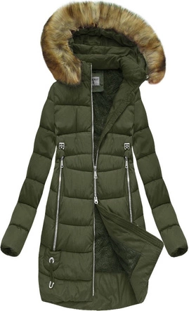 KURTKA ZIMOWA Z KAPTUREM KHAKI (R3577)