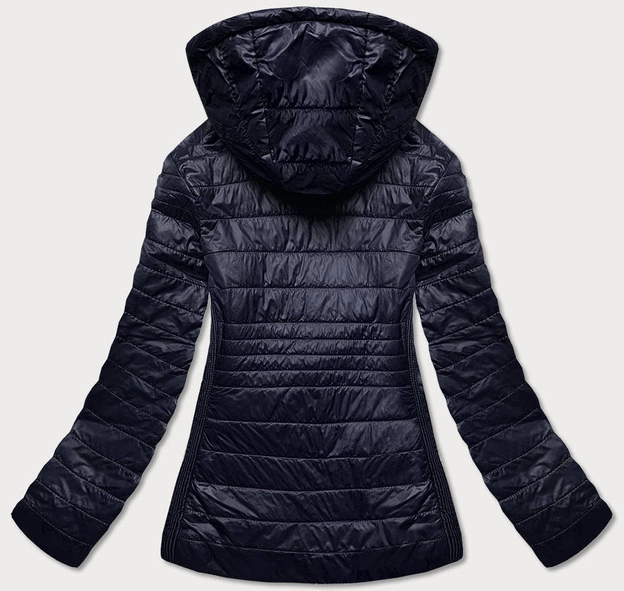 Pikowana kurtka damska z elastycznymi wstawkami granatowa (rqw-7012)