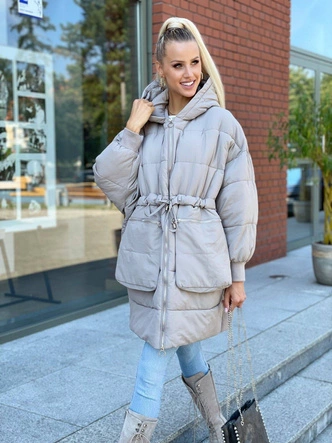 ZIMOWA KURTKA DAMSKA OVERSIZE BEŻOWA (736ART)