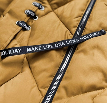 DAMSKA KRÓTKA KURTKA ZIMOWA Z KAPTUREM ŻÓŁTA (H1021-80)