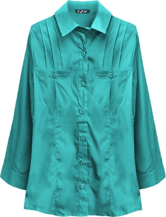 BAWEŁNIANA KOSZULA TURKUSOWA (1037)