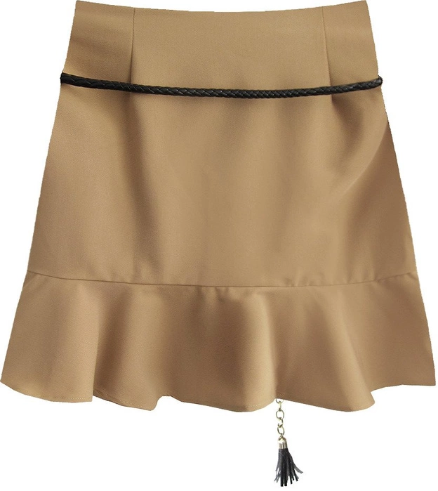 KRÓTKA SPÓDNICA Z FALBANĄ BEŻOWA (6158/1)