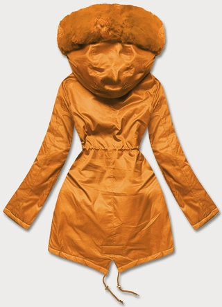 Parka damska z futerkiem pomarańczowa (5m762-254)