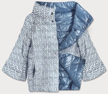 DWUSTRONNA KURTKA DAMSKA Z RĘKAWEM 3/4 NIEBIESKA (6103)