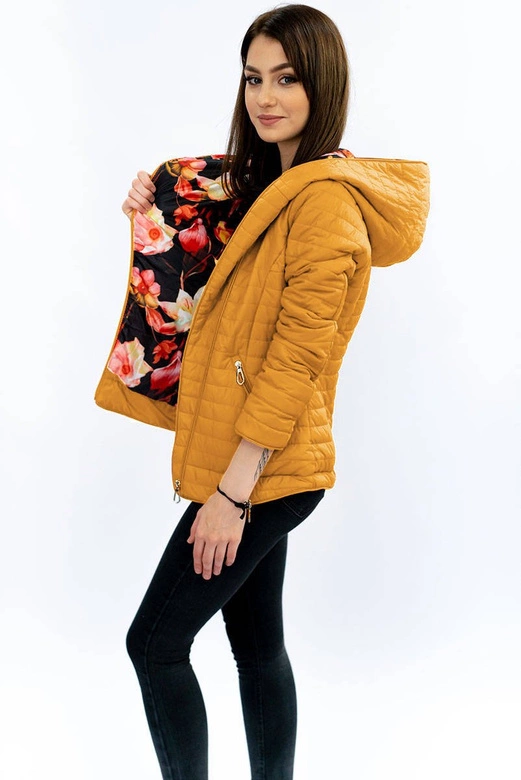 Kurtka z asymetrycznym zamkiem żółta (dl015)