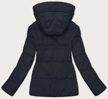 Krótka kurtka damska z kapturem granatowo-czerwona (16M2153-215)