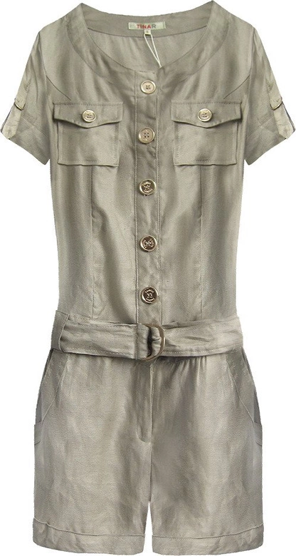 KRÓTKI KOMBINEZON Z LNU BEŻOWY (2638)