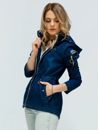 KURTKA JEANSOWA Z NASZYWKAMI GRANATOWA (W523)