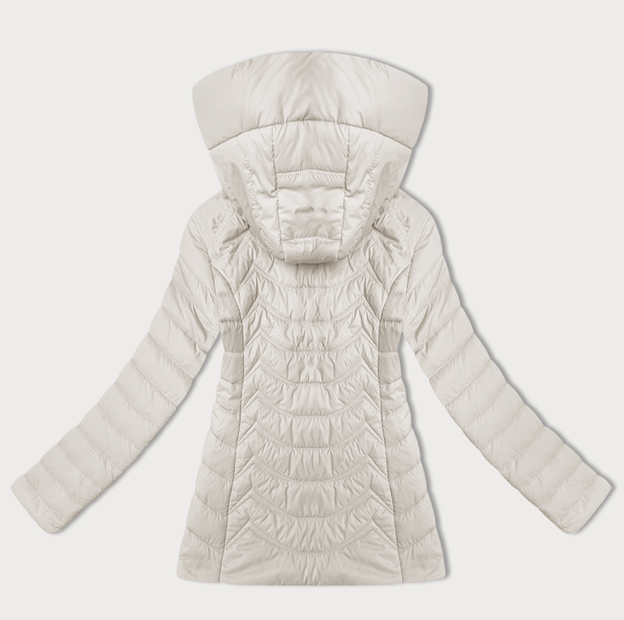 Pikowana kurtka damska z kapturem J Style ecru (16M9238-280)