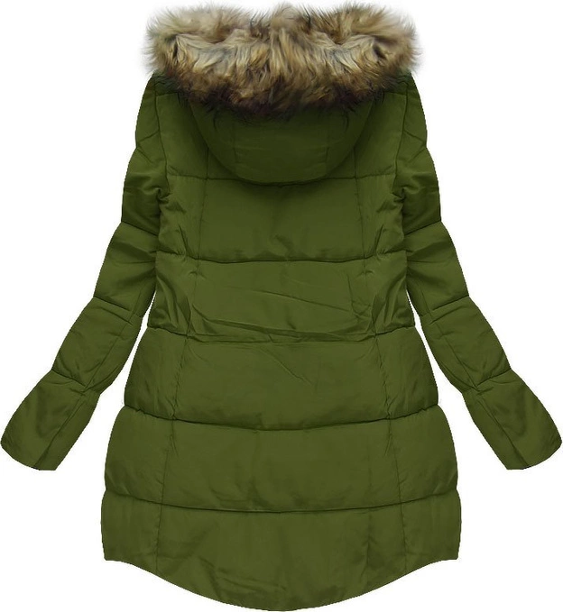 PIKOWANA KURTKA Z KAPTUREM ZIELONA (W803)