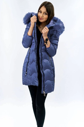 PIKOWANA KURTKA ZIMOWA DAMSKA NIEBIESKA (C918)