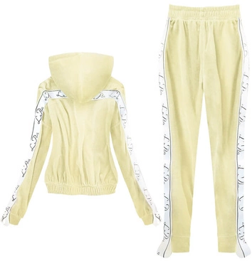 WELUROWY DRES LA PERLA Z LAMPASAMI ŻÓŁTY (570ART)