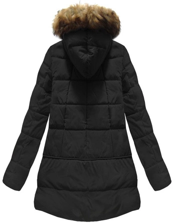KURTKA Z PUCHEM NATURALNYM CZARNA (8061)