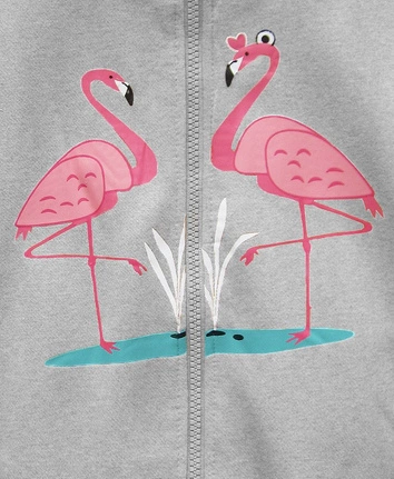 BLUZA Z FLAMINGAMI SZARA (X1925X)