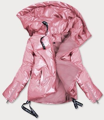 KRÓTKA KURTKA DAMSKA Z ASYMETRYCZNYM DOŁEM RÓŻOWA (632ART)