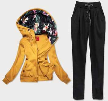 DAMSKI KOMPLET DRESOWY Z ROZPINANĄ BLUZĄ ŻÓŁTY (AMG578)