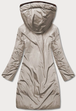 Długa dwustronna kurtka zimowa brąz/cappuccino (l22-9852-300/62)