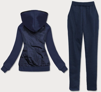 Damski dres z łączonych materiałów granatowy (amg683/1)