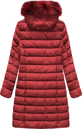 PIKOWANA ZIMOWA KURTKA DAMSKA Z KAPTUREM CZERWONA (7793PLUS)