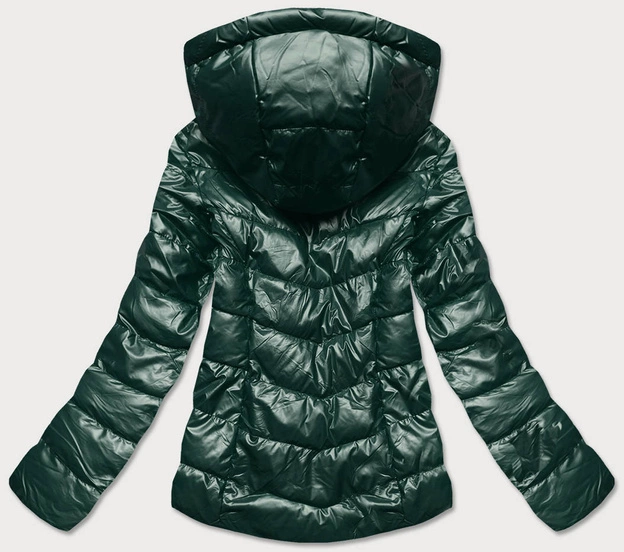 Błyszcząca kurtka z wzorzystymi wstawkami zielona (w718)
